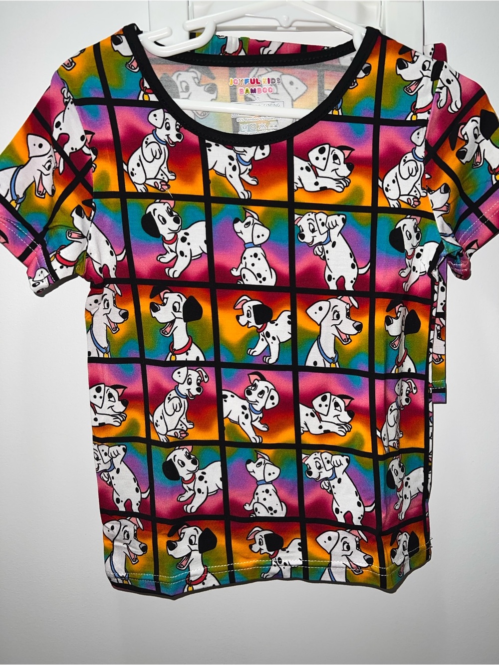 Colorful Rainbow Dalmatian Kids Pajama Top - Playful Multi-Color